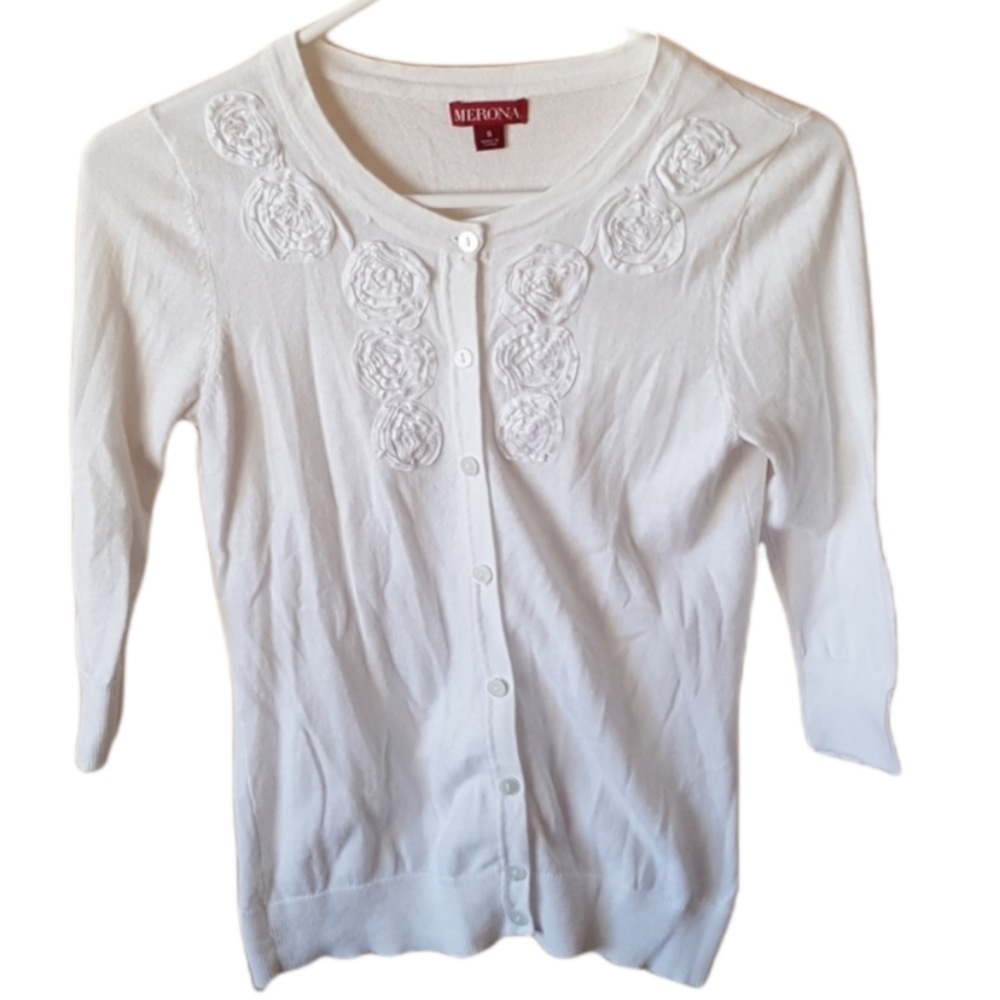 MERONA White Floral Pattern Blouse